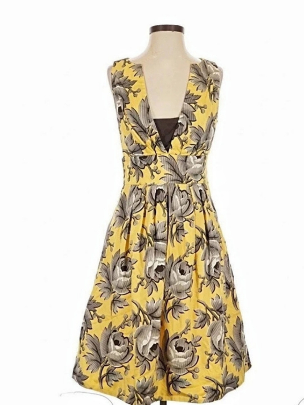 Leifsdottir Floral Midi Dress in Yellow & Brown